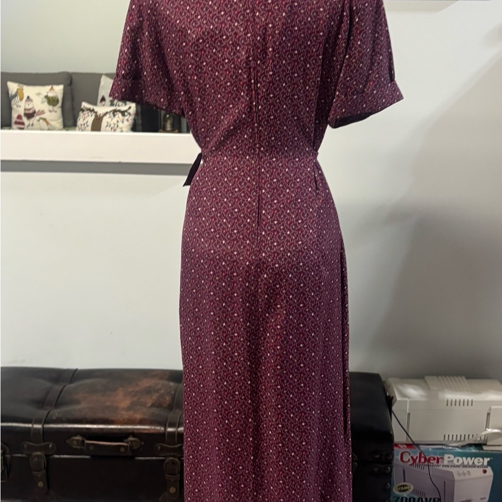 Vintage 80’s❤️Karin Stevens Eve Midi Dress with White Lace Collar- Sz 12 - Picture 5 of 7